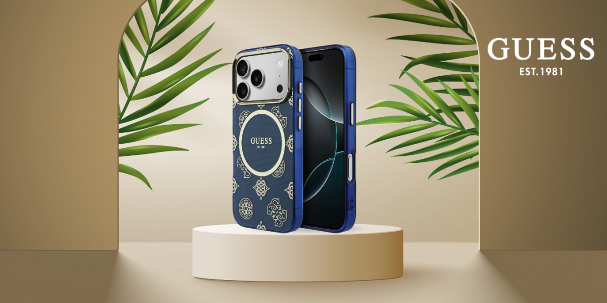 Husa Guess IML Peony Dot cu MagSafe compatibila cu iPhone 17 Pro, Albastru 1 Lerato.ro