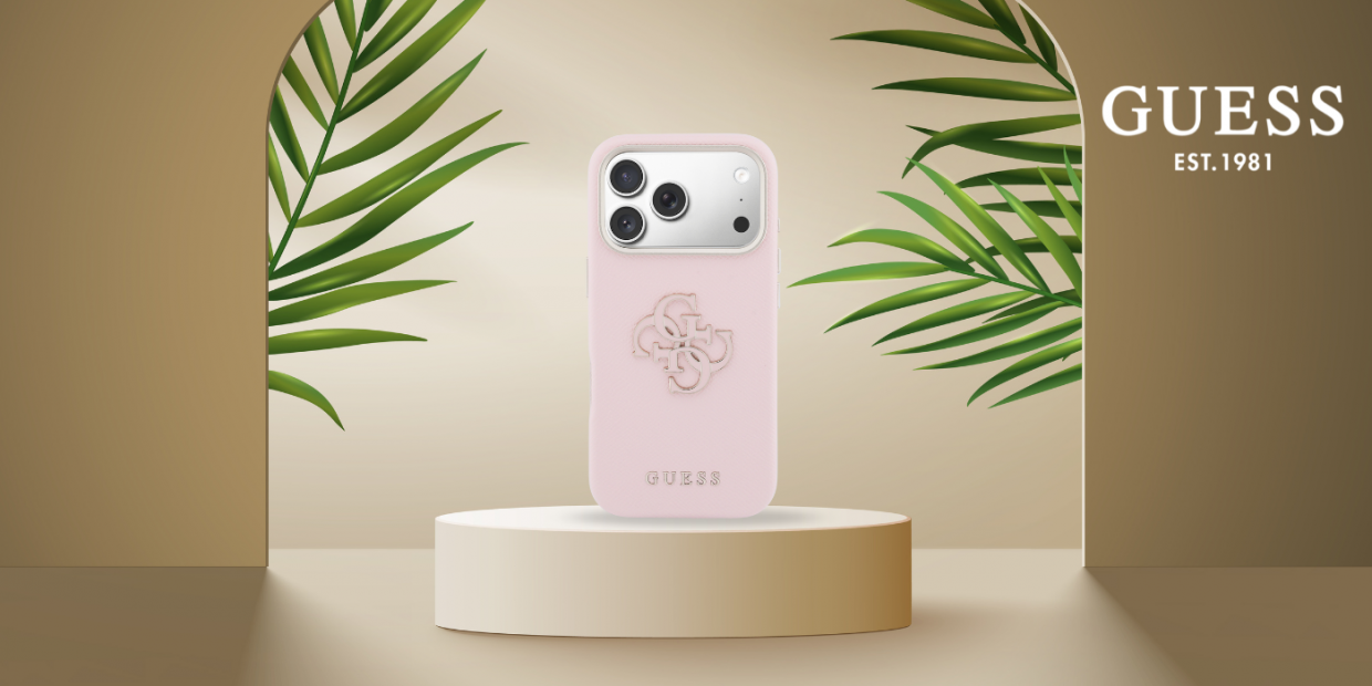 Husa Guess FW Resin Logo compatibila cu iPhone 17 Pro Max, Pink 1 Lerato.ro