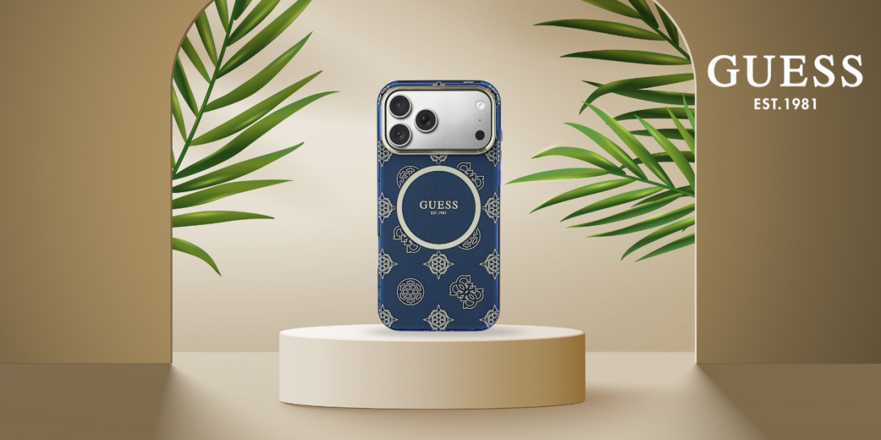 Husa Guess IML Peony Dot cu MagSafe compatibila cu iPhone 17 Pro Max, Albastru 1 Lerato.ro