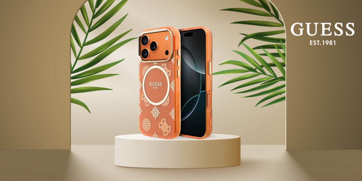 Husa Guess IML Peony Dot cu MagSafe compatibila cu iPhone 17 Pro, Portocaliu 1 Lerato.ro