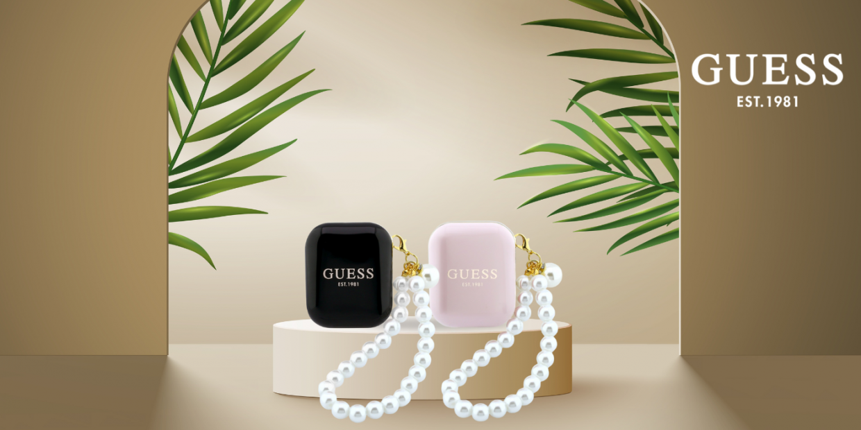 Casti wireless TWS Guess Pearl Strap, Bluetooth 5.4, Autonomie 5h, IPX5, USB-C, Negru 1 Lerato.ro