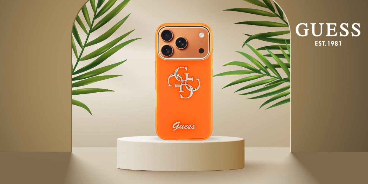 Carcasa Guess IML 4G Script Metal compatibila cu iPhone 17 Pro, Portocaliu 1 Lerato.ro