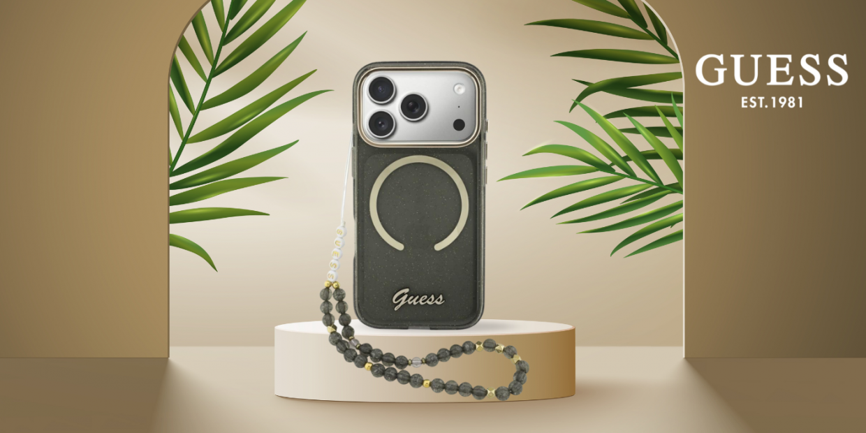 Carcasa Guess IML Glitters Script Strap cu MagSafe compatibila cu iPhone 17 Pro Max, Negru 1 Lerato.ro