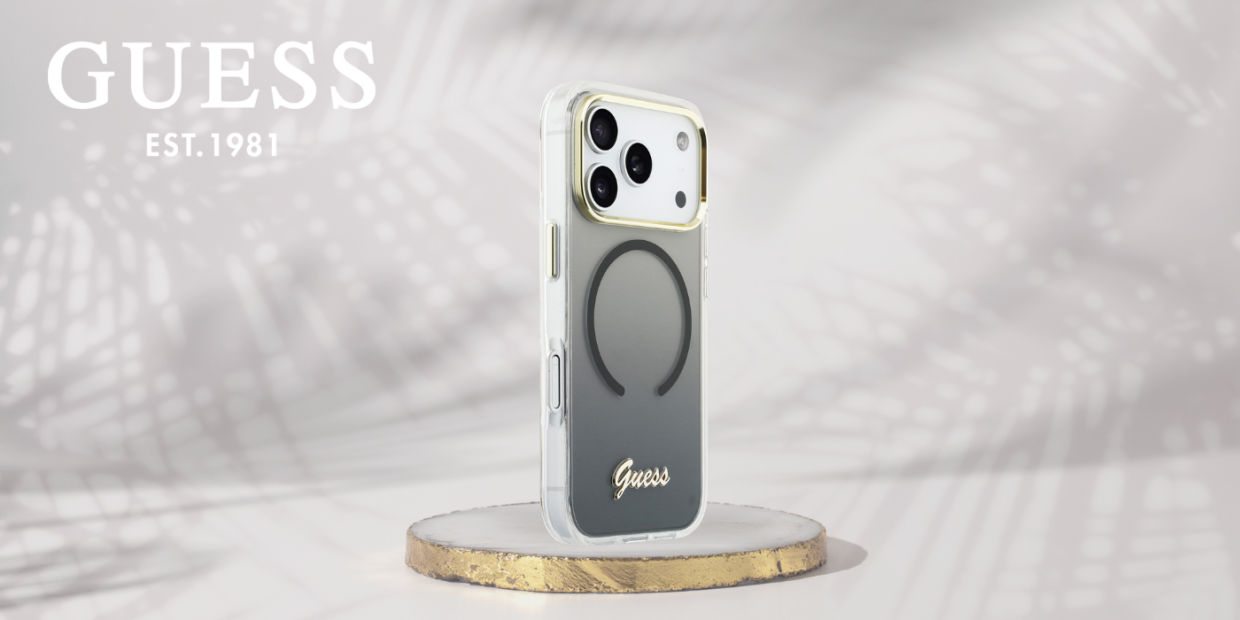 Carcasa Guess IML Gradient Script Metal cu MagSafe compatibila cu iPhone 17 Pro, Negru 1 Lerato.ro