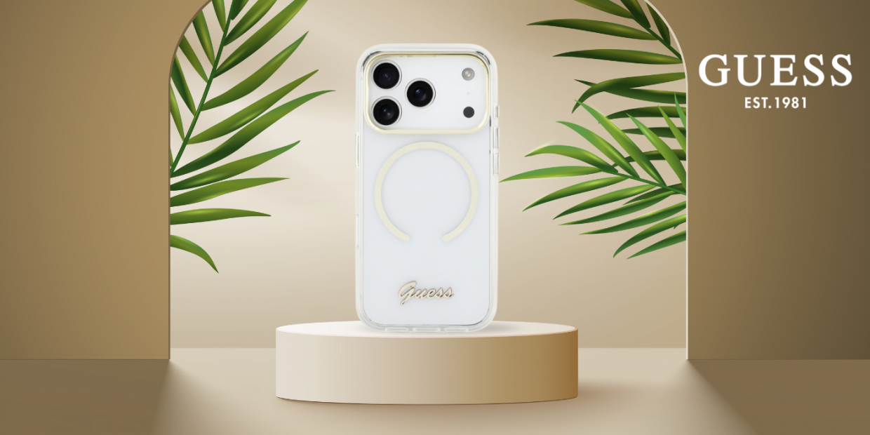 Carcasa Guess IML Script Metal cu MagSafe compatibila cu iPhone 17 Pro Max, Transparent 1 Lerato.ro