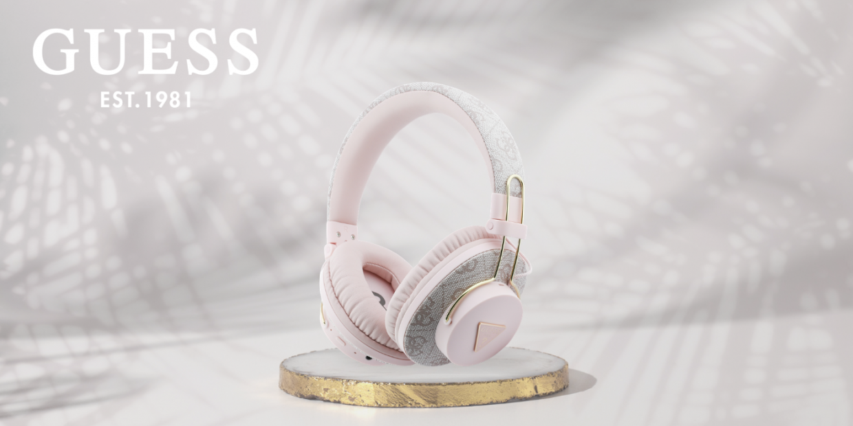 Casti wireless Guess Triangle Logo, ENC, Bluetooth 5.4, Autonomie 45h, USB-C, IPX4, Roz 1 Lerato.ro