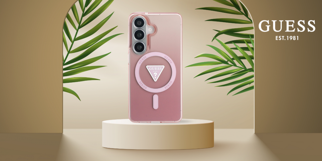 Husa Guess IML Gradient Triangle cu MagSafe compatibila cu Samsung Galaxy S26, Roz 1 Lerato.ro