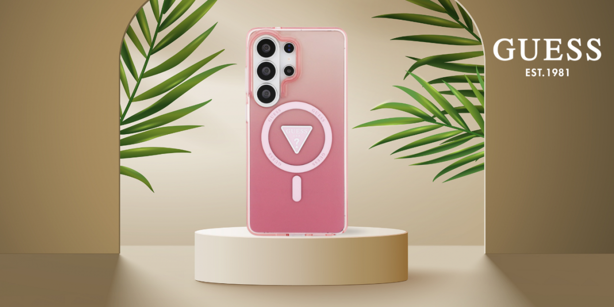 Husa Guess IML Gradient Triangle cu MagSafe compatibila cu Samsung Galaxy S26 Ultra, Roz 1 Lerato.ro
