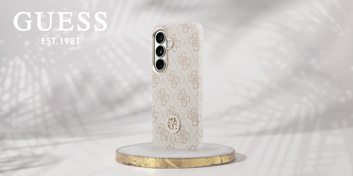 Husa Guess 4G Rhinestone Round Logo cu MagSafe compatibila cu Samsung Galaxy S26, Roz 1 Lerato.ro