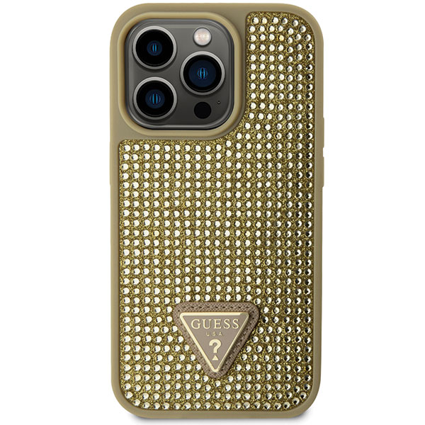 Carcasa Guess Rhinestone Triangle compatibila cu iPhone 14 Pro Max, Gold 1 Lerato.ro