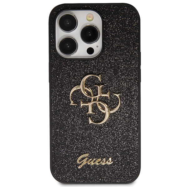 Carcasa Guess Glitter Script Big 4G compatibila cu iPhone 14 Pro Max, Negru 1 Lerato.ro