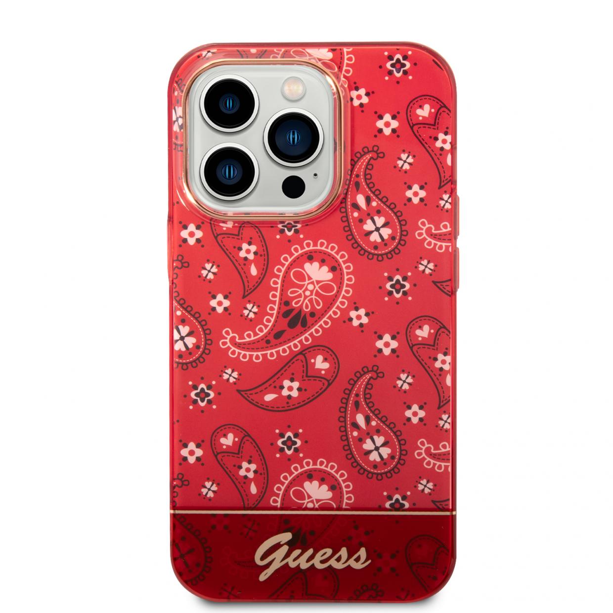 Carcasa Guess Bandana Paisley compatibila cu iPhone 14 Pro Max, Rosu 1 Lerato.ro