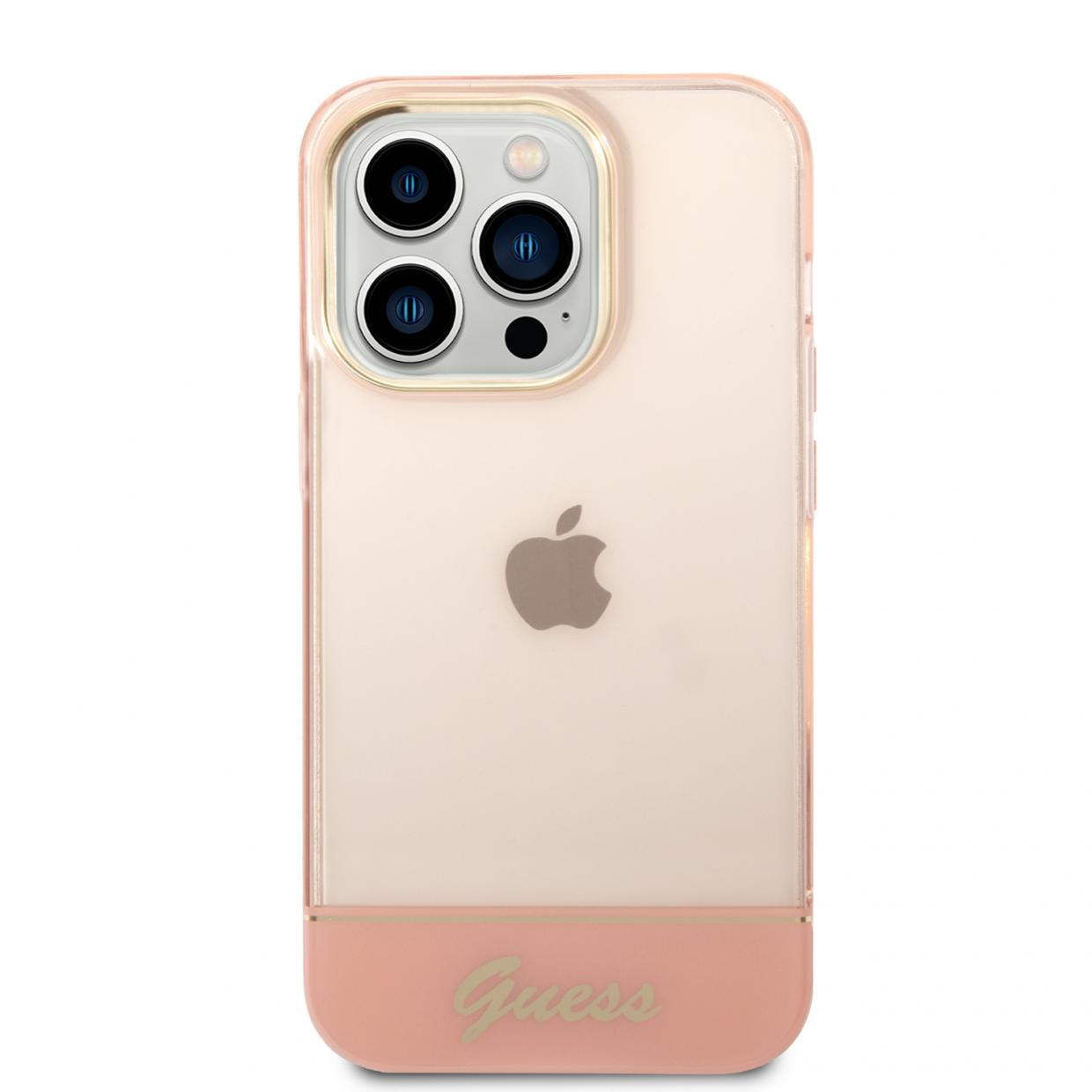 Carcasa Guess Translucent compatibila cu iPhone 14 Pro Max, Roz 1 Lerato.ro