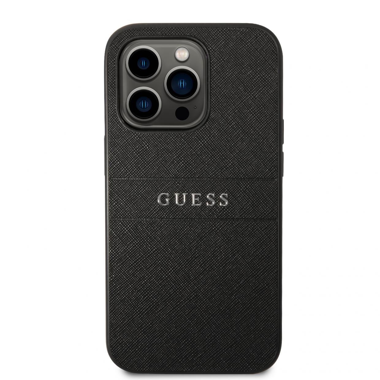 Carcasa Guess Saffiano Strap compatibila cu iPhone 14 Pro Max, Negru 1 Lerato.ro
