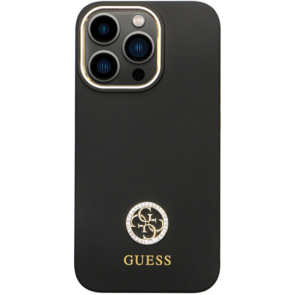 Carcasa GuessSilicone Logo Strass 4G compatibila cu iPhone 14 Pro Max, Negru 1 Lerato.ro