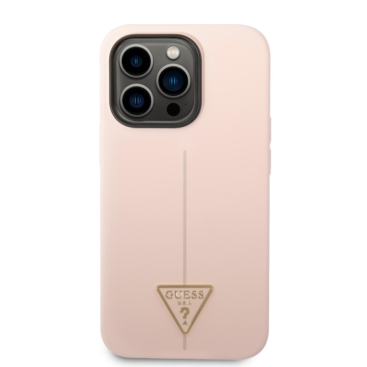 Carcasa Guess Silicone Triangle compatibila cu iPhone 14 Pro Max, Roz 1 Lerato.ro