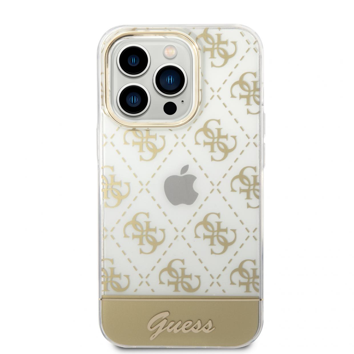 Carcasa Guess 4G Pattern Script compatibila cu iPhone 14 Pro Max, Gold 1 Lerato.ro
