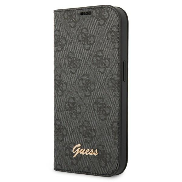 Carcasa flip cover Guess 4G Vintage Gold Logo compatibila cu iPhone 14 Plus / 15 Plus, Negru 1 Lerato.ro