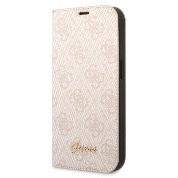 Carcasa flip cover Guess 4G Vintage Gold Logo compatibila cu iPhone 14 Plus / 15 Plus, Roz 1 Lerato.ro