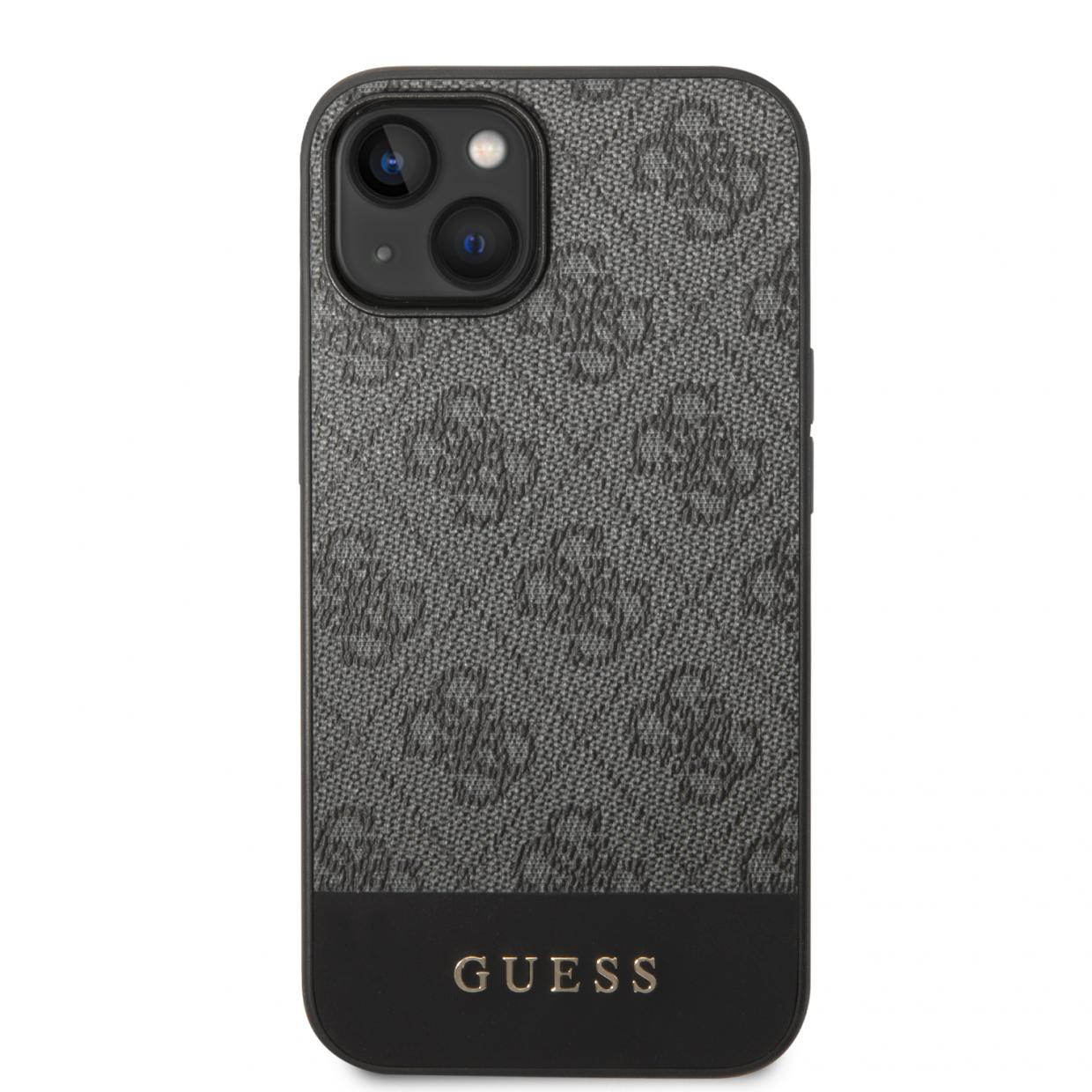 Carcasa Guess 4G Stripe compatibila cu iPhone 14 Plus / 15 Plus, Gri 1 Lerato.ro
