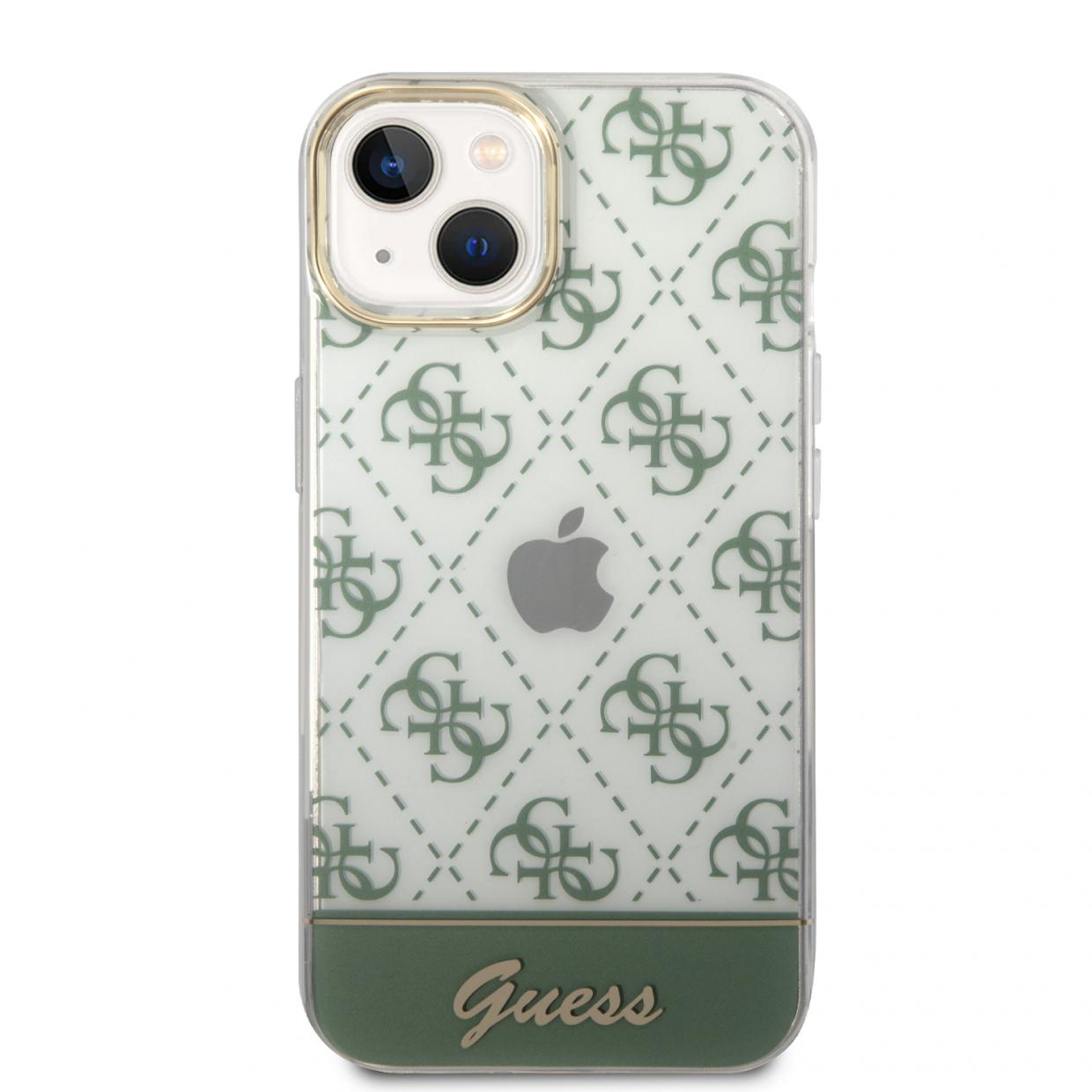 Carcasa Guess 4G Pattern Script compatibila cu iPhone 14 Plus / 15 Plus, Verde 1 Lerato.ro