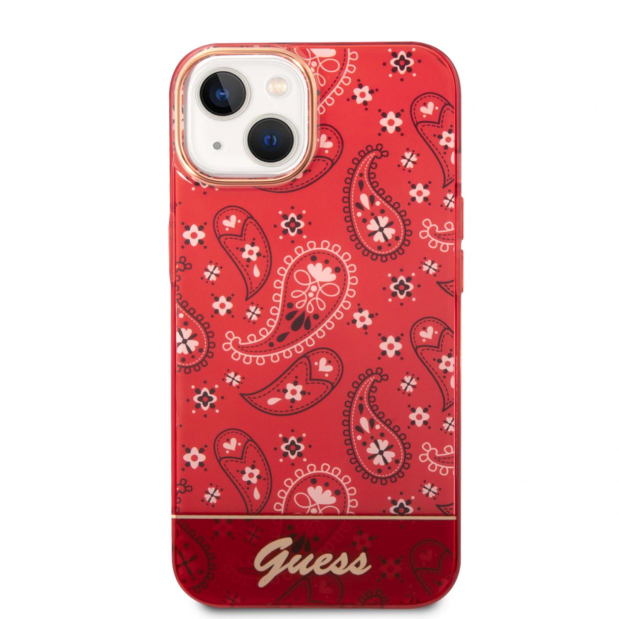 Carcasa Guess Bandana Paisley compatibila cu iPhone 14 Plus / 15 Plus, Rosu 1 Lerato.ro