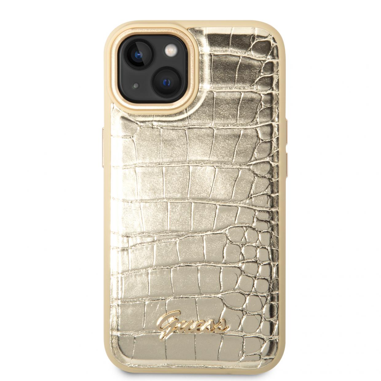Carcasa Guess Croco Collection compatibila cu iPhone 14 Plus / 15 Plus, Gold 1 Lerato.ro