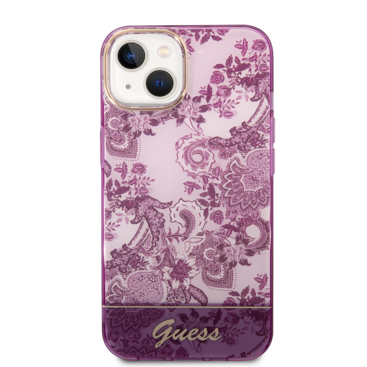 Carcasa Guess Porcelain Collection compatibila cu iPhone 14 Plus / 15 Plus, Mov 1 Lerato.ro