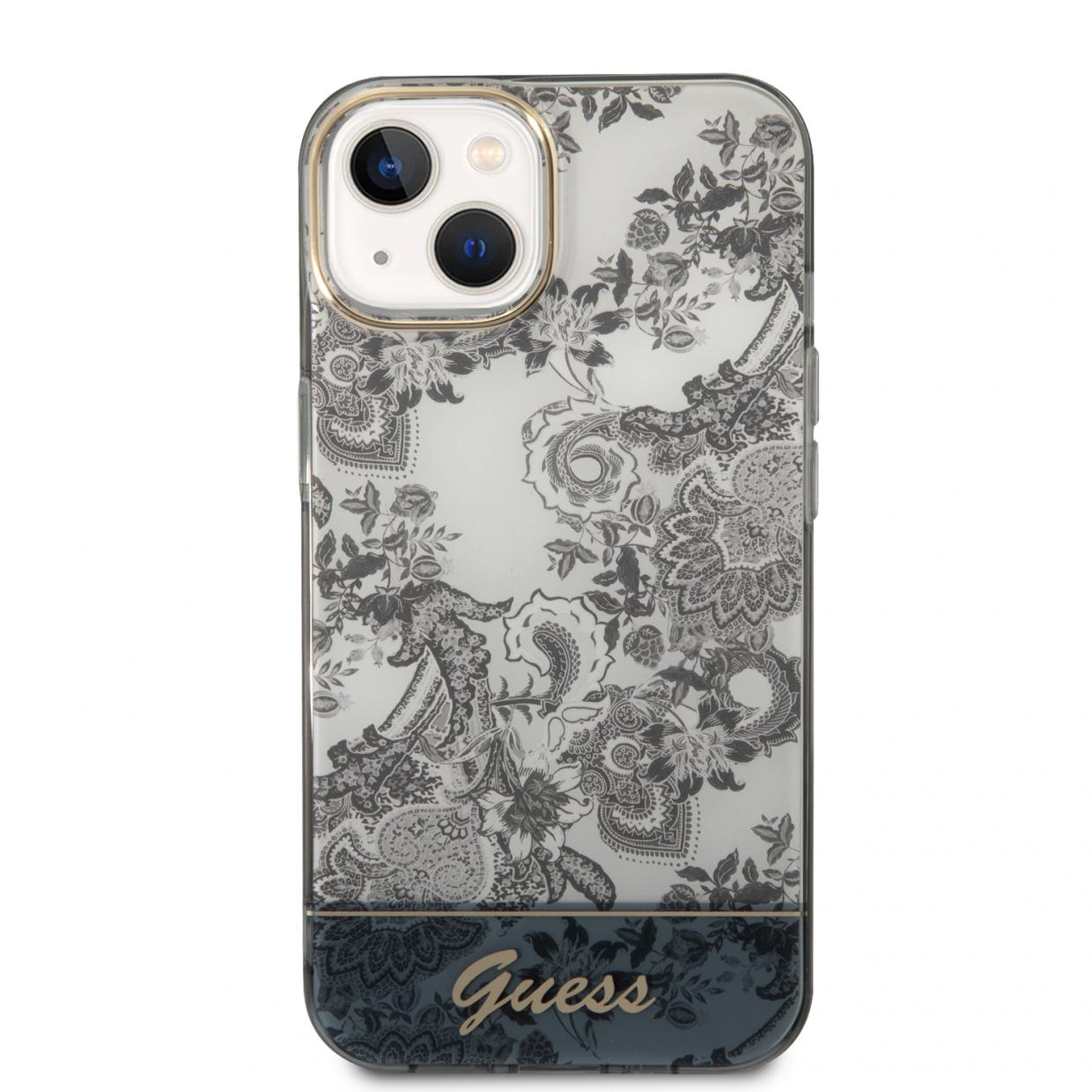 Carcasa Guess Porcelain Collection compatibila cu iPhone 14 Plus / 15 Plus, Gri 1 Lerato.ro