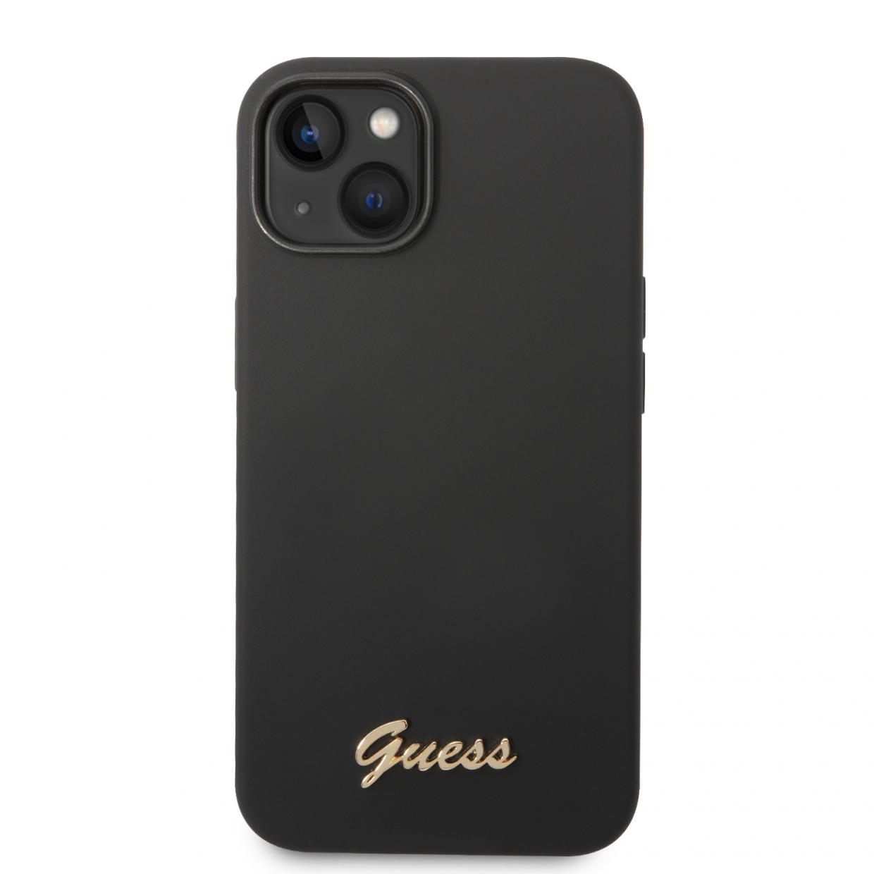 Carcasa Guess Silicone Vintage Gold Logo compatibila cu iPhone 14 Plus / 15 Plus, Negru 1 Lerato.ro