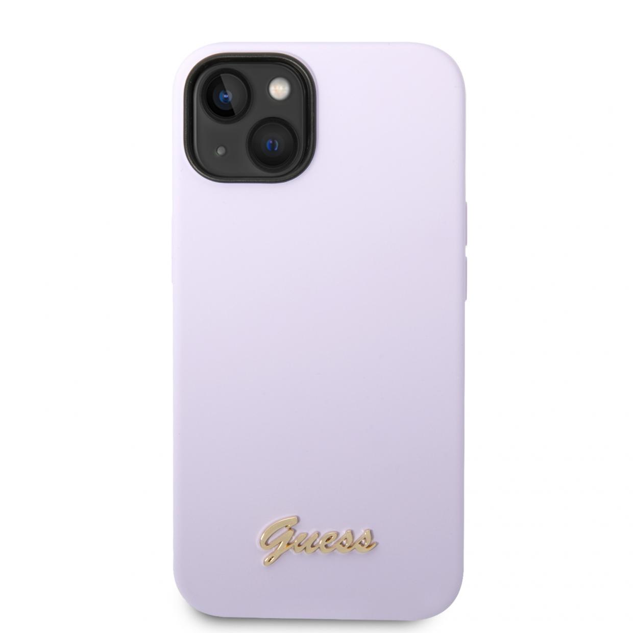 Carcasa Guess Silicone Vintage Gold Logo compatibila cu iPhone 14 Plus / 15 Plus, Mov 1 Lerato.ro
