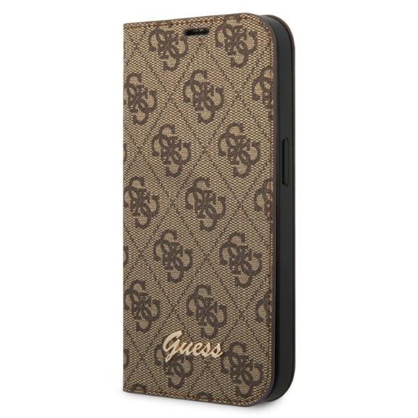 Husa flip cover Guess 4G Vintage Gold Logo compatibila cu iPhone 14 Pro, Maro 1 Lerato.ro