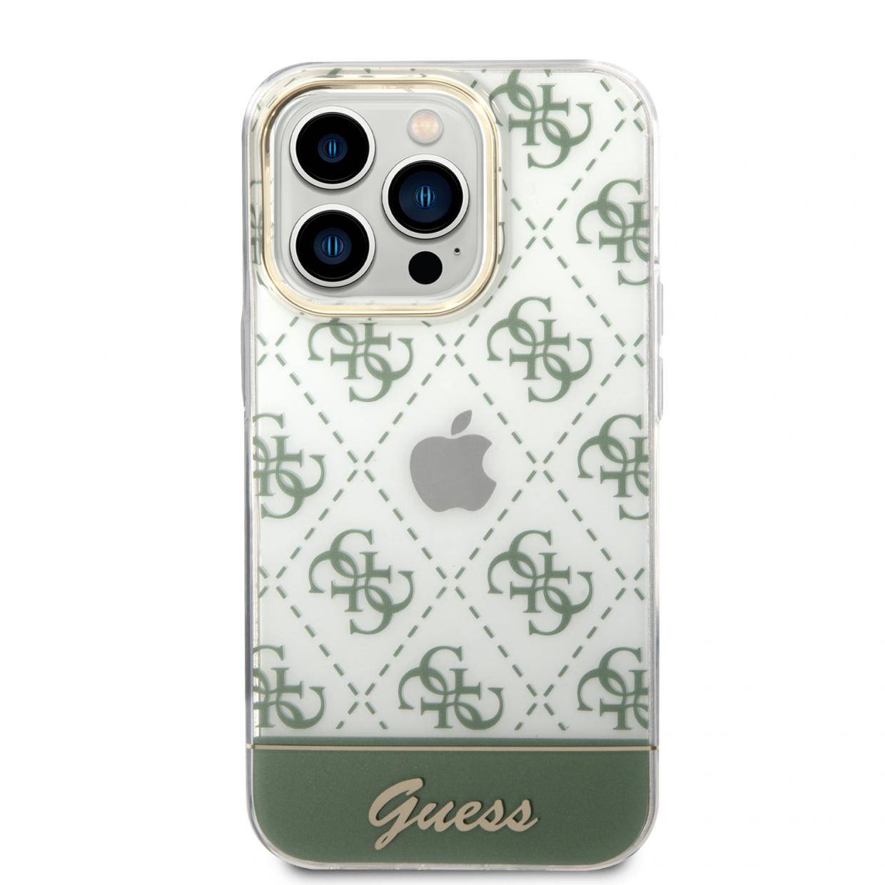 Husa Guess 4G Pattern Script compatibila cu iPhone 14 Pro, Khaki 1 Lerato.ro