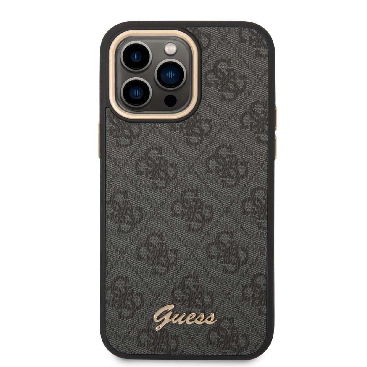 Husa Guess 4G Vintage Gold Logo compatibila cu iPhone 14 Pro, Negru 1 Lerato.ro