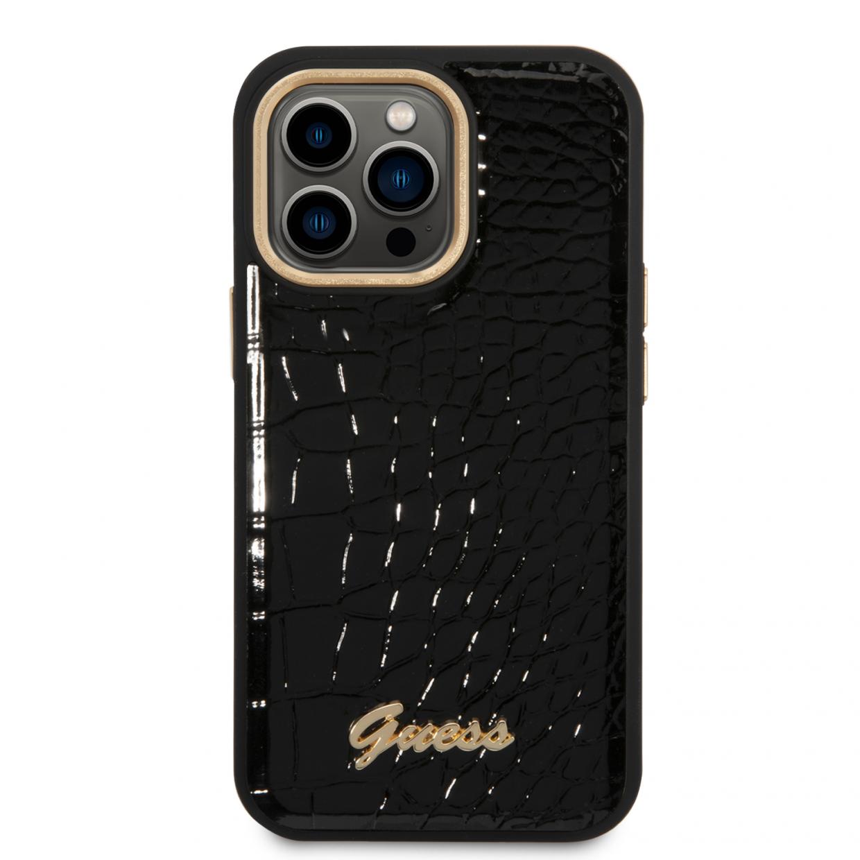 Husa Guess Croco Collection compatibila cu iPhone 14 Pro, Negru 1 Lerato.ro