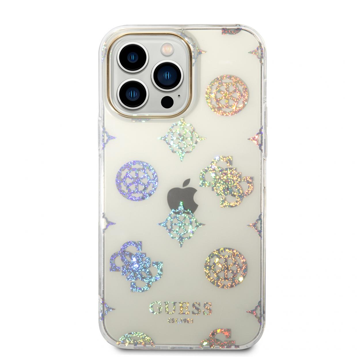 Husa Guess Peony Glitter compatibila cu iPhone 14 Pro, Transparent 1 Lerato.ro