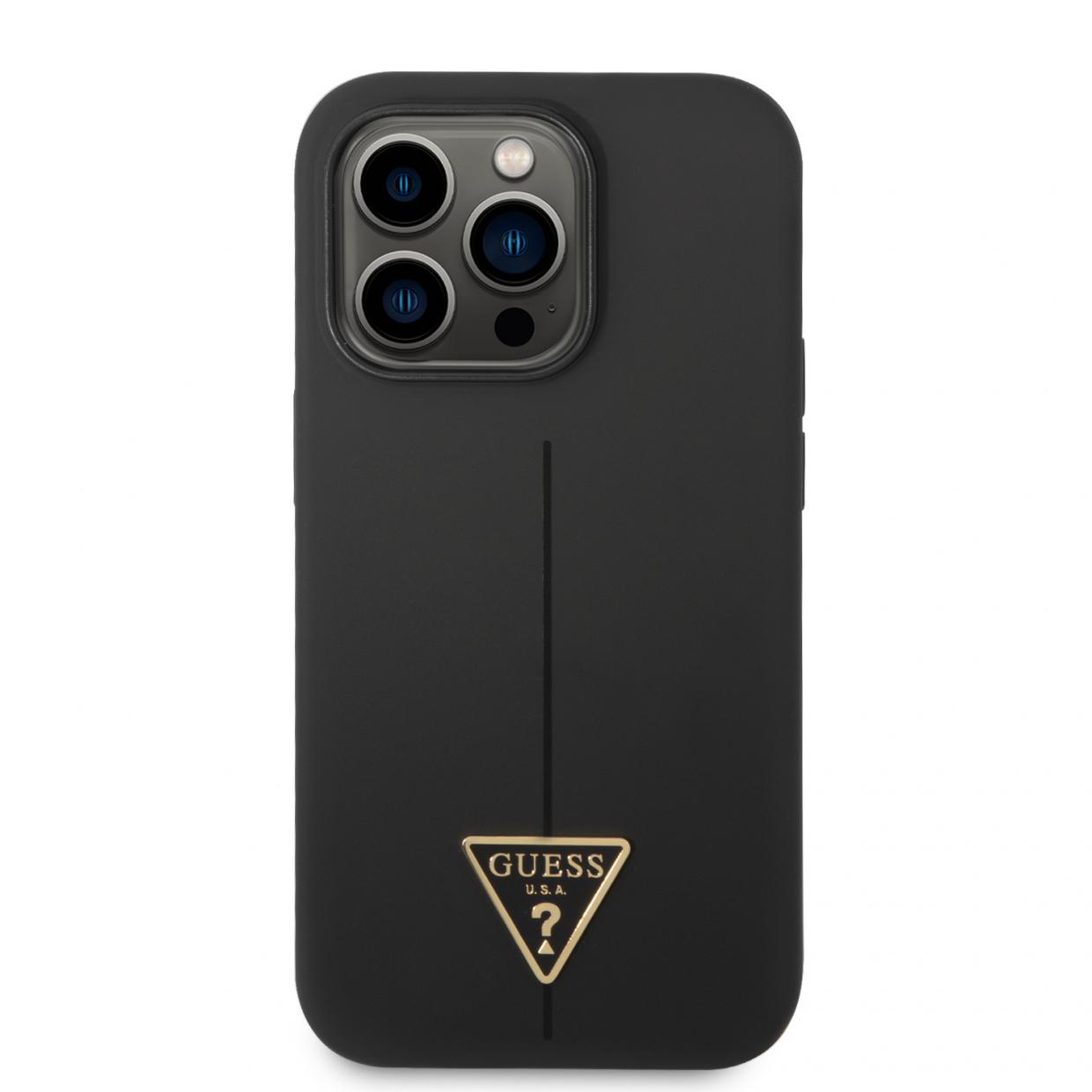 Husa Guess Silicone Triangle compatibila cu iPhone 14 Pro, Negru 1 Lerato.ro