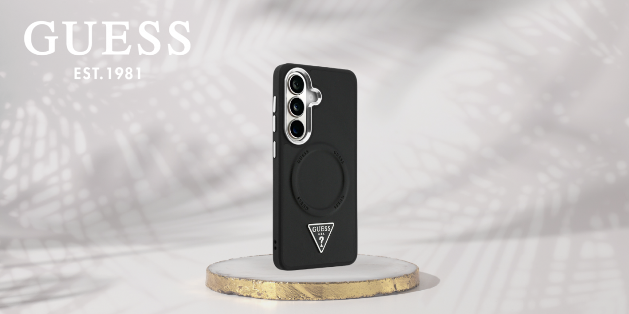 Carcasa Guess Embossed Ring Triangle Logo cu MagSafe compatibila cu Samsung Galaxy S26, Negru 1 Lerato.ro