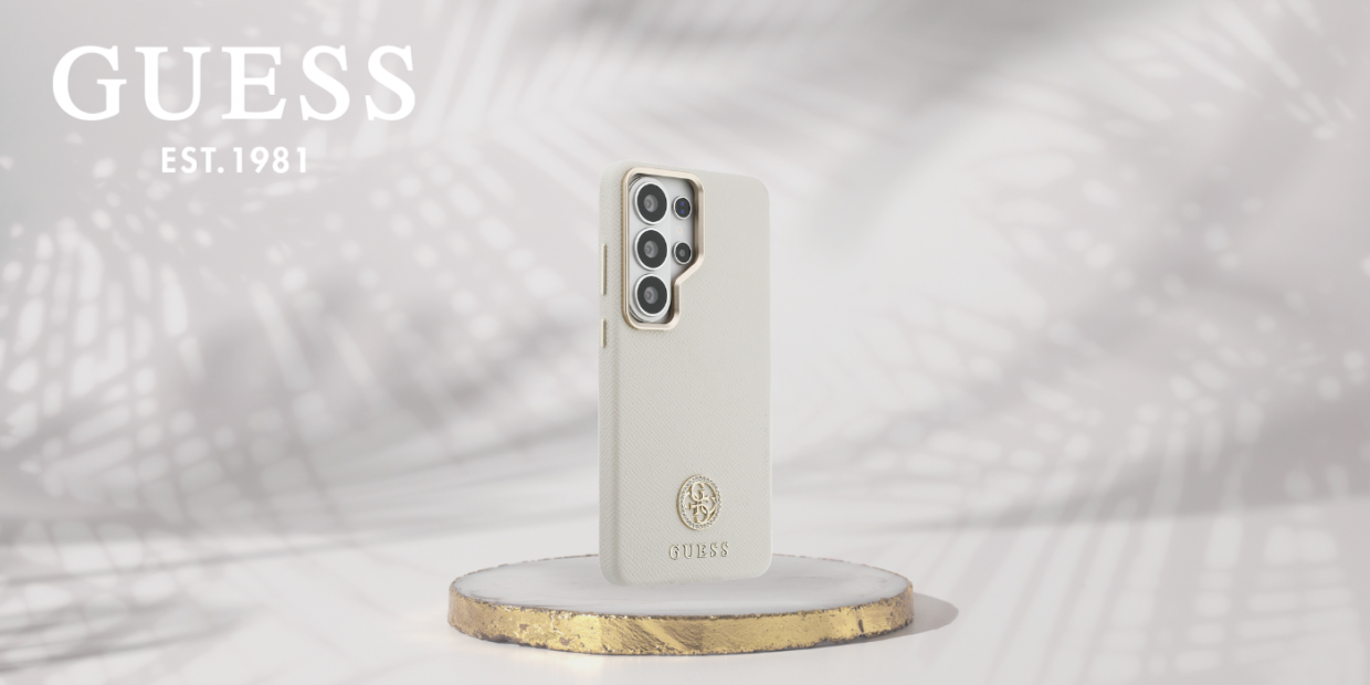 Carcasa Guess Rhinestone Round Logo cu MagSafe compatibila cu Samsung Galaxy S26 Ultra, Bej 1 Lerato.ro