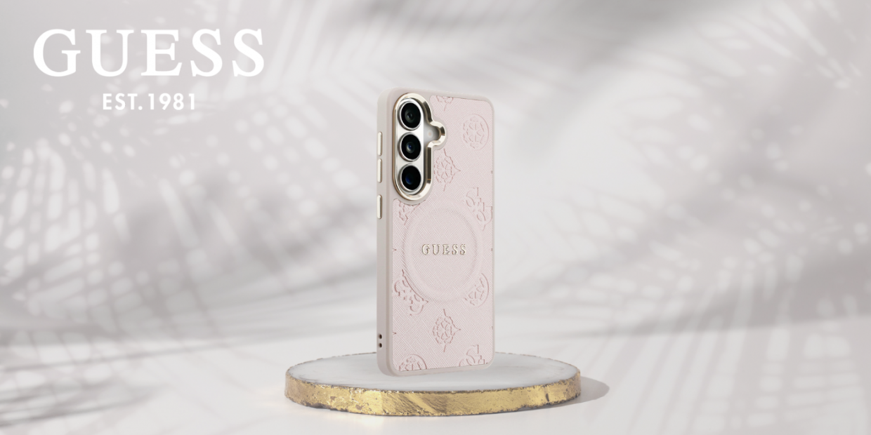 Carcasa Guess Saffiano Peony Embossed Ring cu MagSafe compatibila cu Samsung Galaxy S26 Plus, Roz 1 Lerato.ro