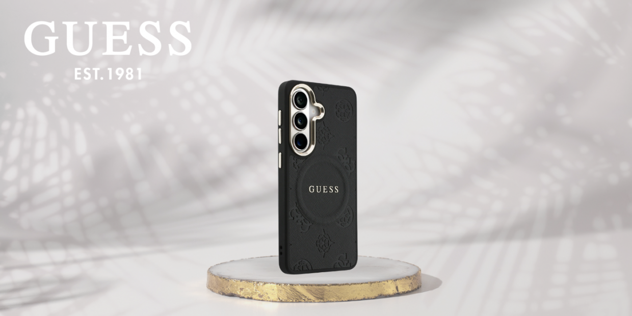 Carcasa Guess Saffiano Peony Embossed Ring cu MagSafe compatibila cu Samsung Galaxy S26, Negru 1 Lerato.ro