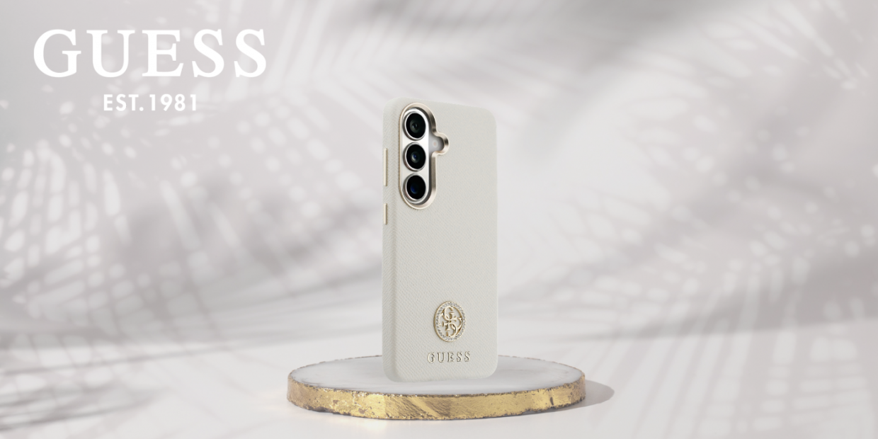 Carcasa Guess Rhinestone Round Logo cu MagSafe compatibila cu Samsung Galaxy S26 Plus, Bej 1 Lerato.ro