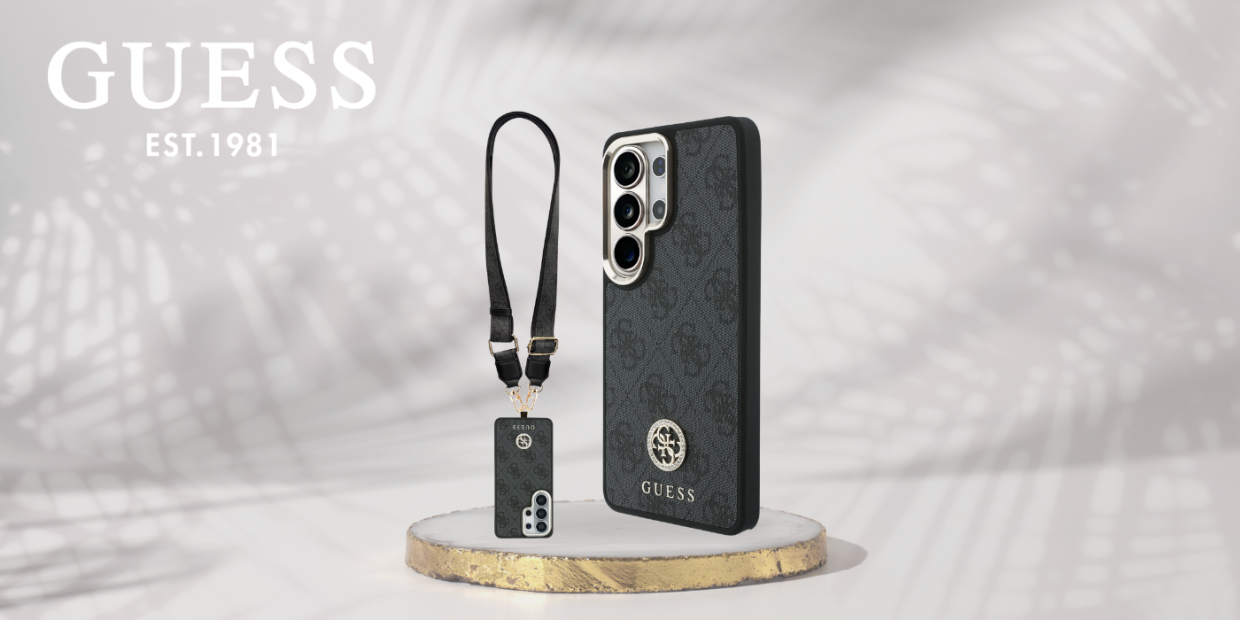 Husa Guess 4G Big Rhinestone Triangle Strap cu MagSafe compatibila cu Samsung Galaxy S26 Ultra, Negru 1 Lerato.ro