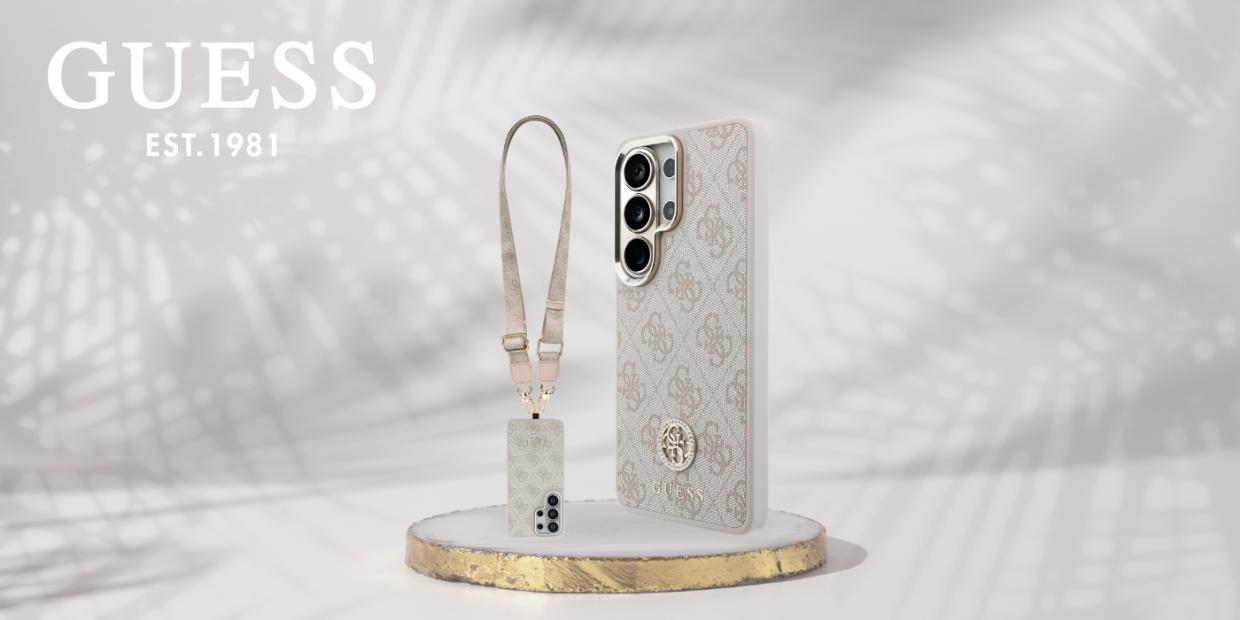 Husa Guess 4G Big Rhinestone Triangle Strap cu MagSafe compatibila cu Samsung Galaxy S26 Ultra, Roz 1 Lerato.ro