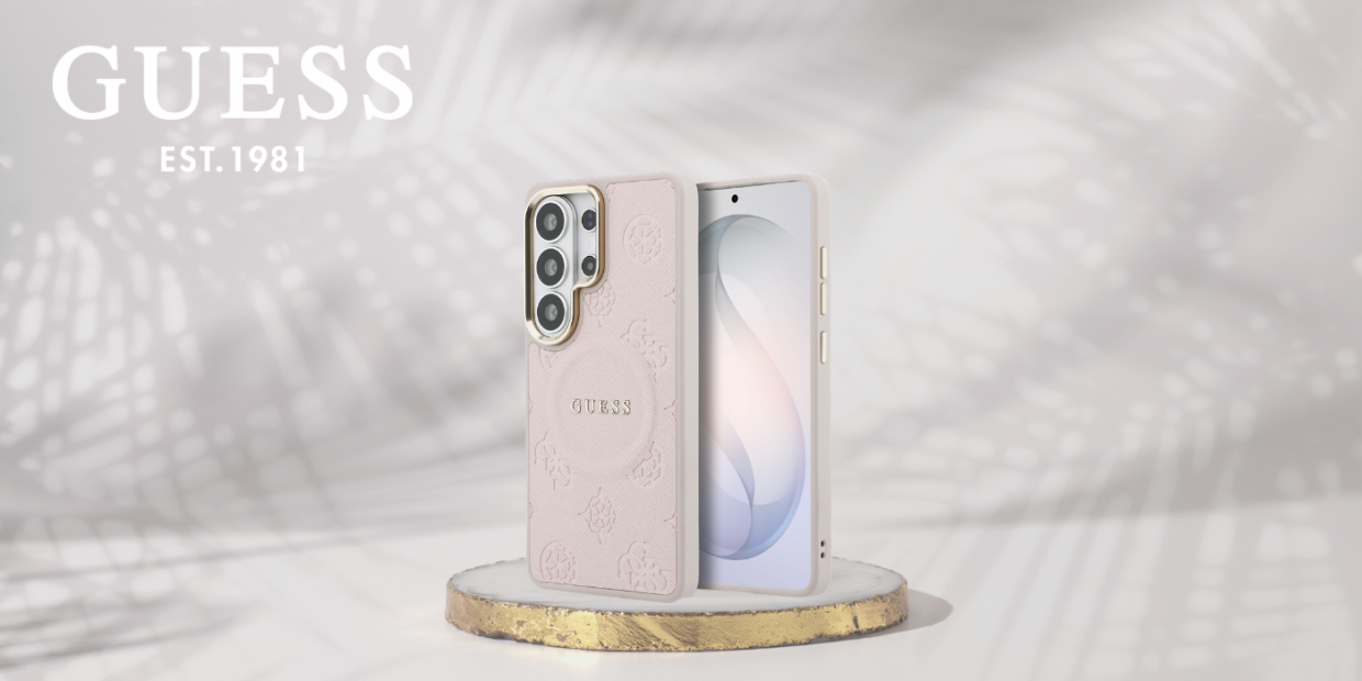 Husa Guess Saffiano Peony Embossed Ring cu MagSafe compatibila cu Samsung Galaxy S26 Ultra, Roz 1 Lerato.ro