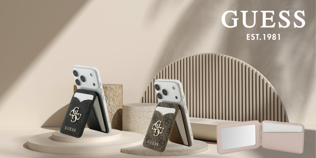 Portofel magnetic cu oglinda si stand Guess 4G Stand Mirror, Compatibil MagSafe, Roz 1 Lerato.ro