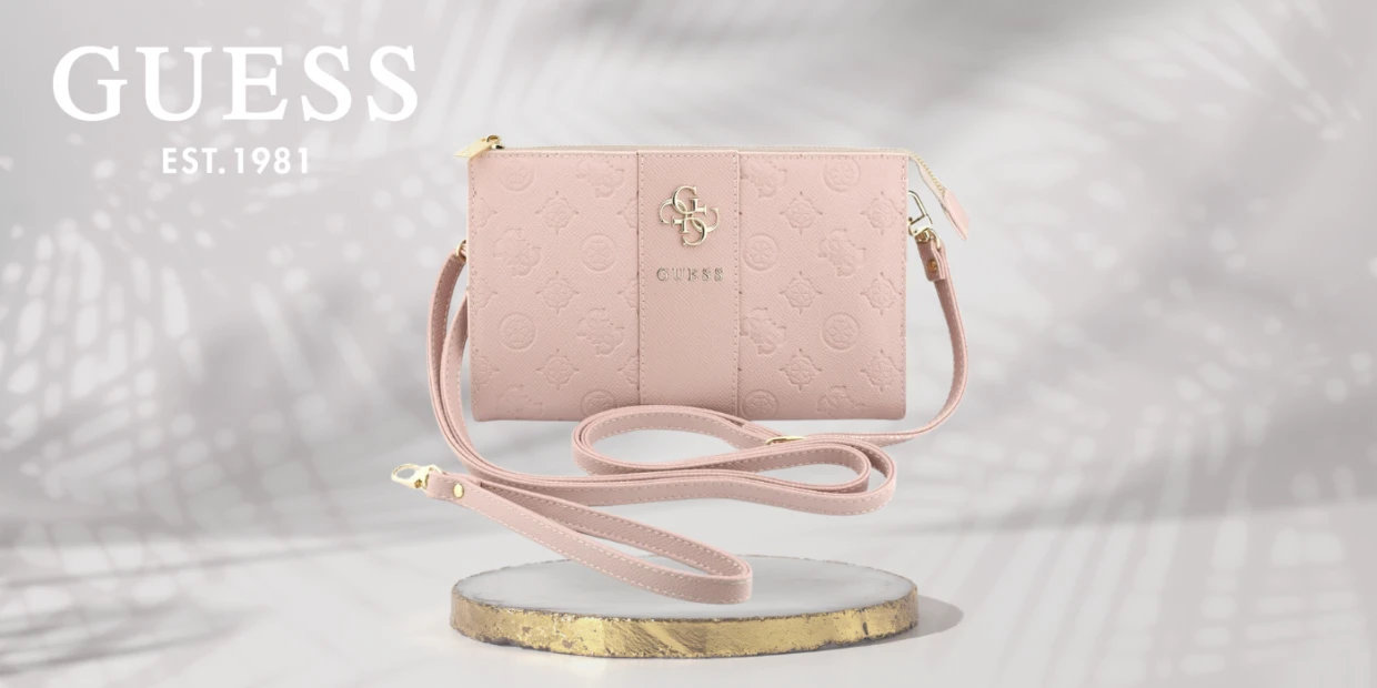Geanta universala Guess Peony 4G Classic Logos Stripe, Roz 1 Lerato.ro