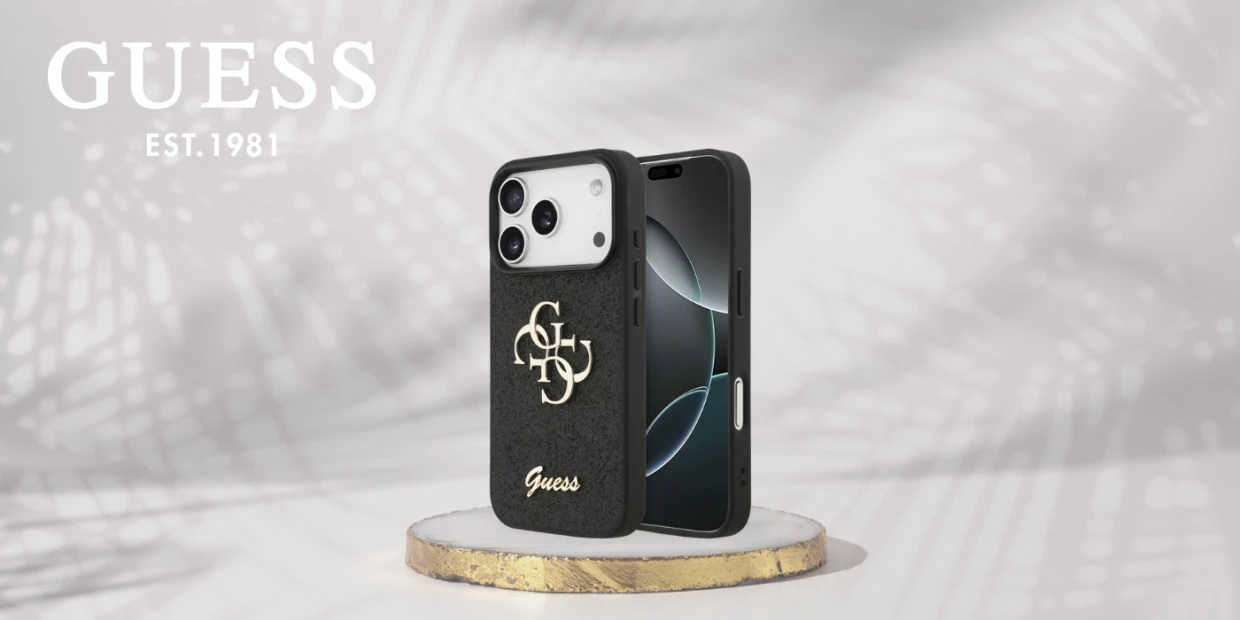 Husa Guess Fixed Glitter Big 4G compatibila cu iPhone 18 Pro / 17 Pro, Negru 1 Lerato.ro