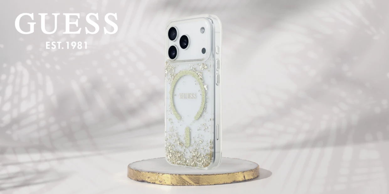 Husa Guess Resin Bottom Glitter cu MagSafe compatibila cu iPhone 18 Pro Max / 17 Pro Max, Gold 1 Lerato.ro