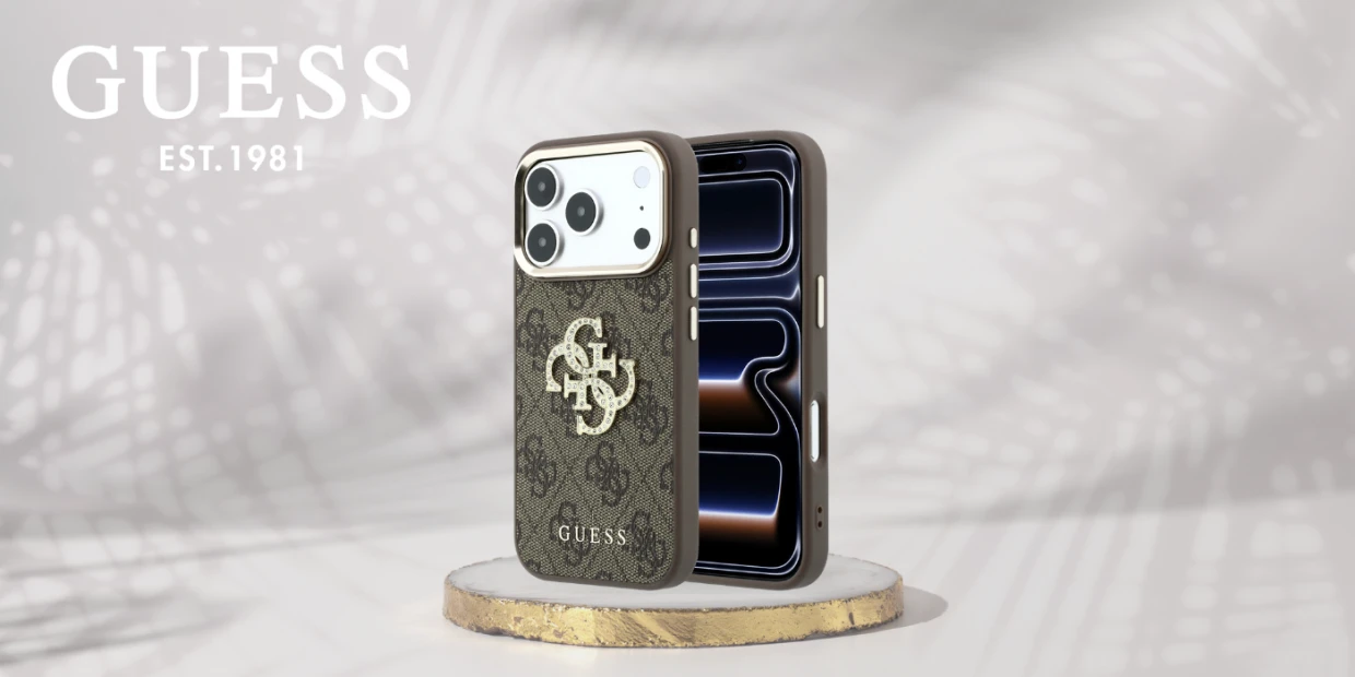Husa Guess 4G Big Strass Logo compatibila cu iPhone 18 Pro Max / 17 Pro Max, Maro 1 Lerato.ro